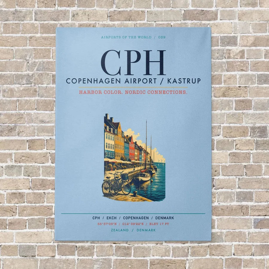 Copenhagen Airport Kastrup CPH vertical canvas print - no frame - light blue background
