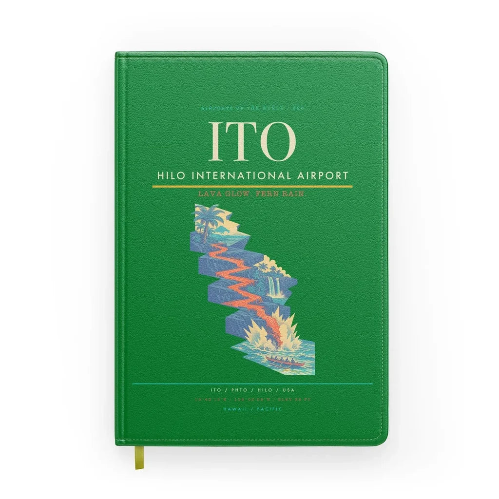 Hilo International Airport (ITO) design on green notebook