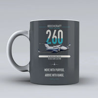 Thumbnail for Beechcraft King Air 260 design on gray ceramic mug, double-side print