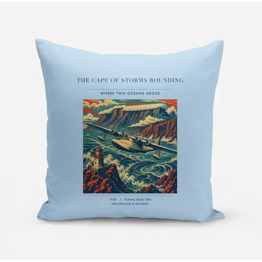 VINTAGE G4494 - The Cape Of Storms Rounding - Designed Pillows design on lightblue