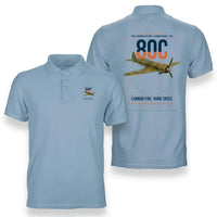 Thumbnail for IAR 80C design on light blue double-side polo t-shirt, double-side print