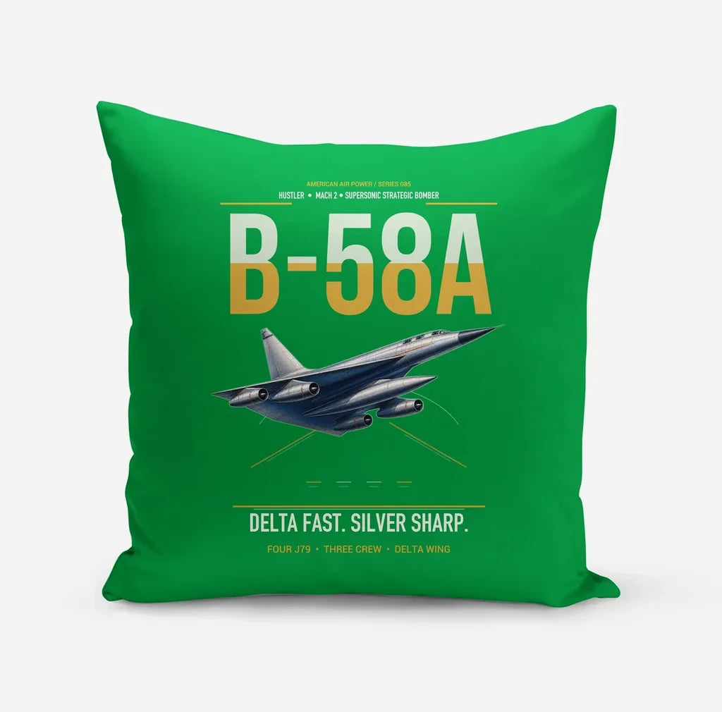 B-58A Hustler design on green pillow