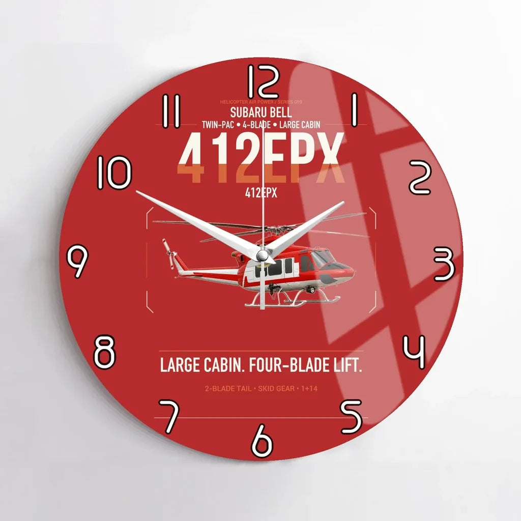 SUBARU Bell 412EPX design on red no frame wall clock