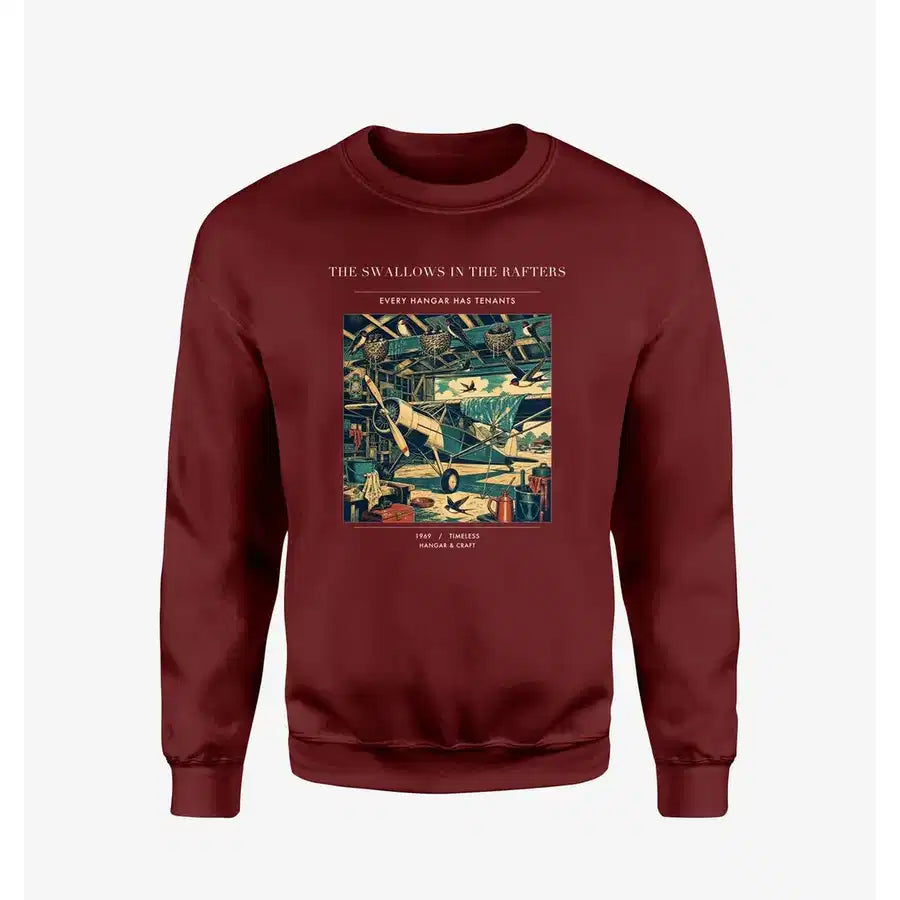 VINTAGE G4269 - The Swallows In The Rafters - Designed Sweatshirts design on winered