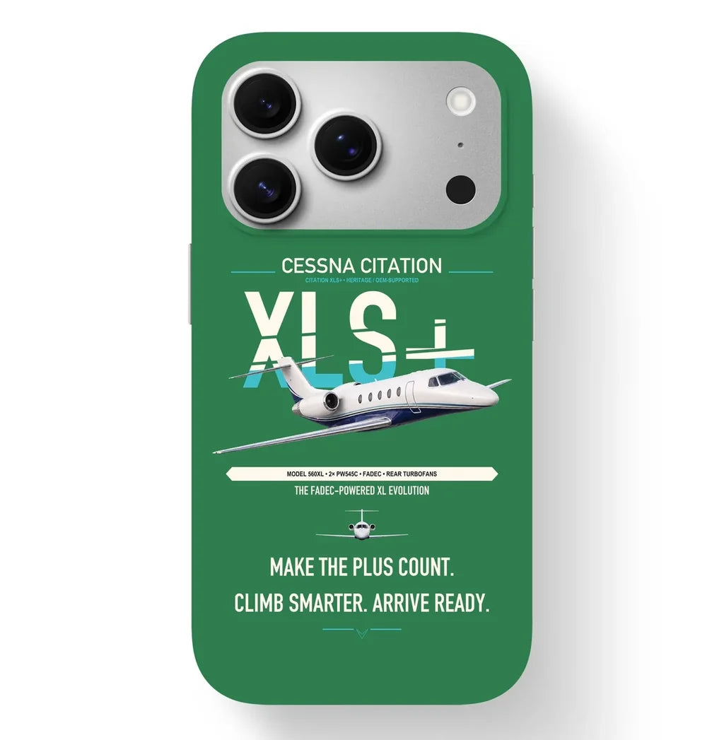 Cessna Citation XLSPlus design on green magsafe iphone case, for iPhone 17 Pro