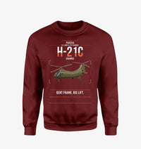 Thumbnail for Piasecki H-21C Shawnee design on wine red sweatshirt