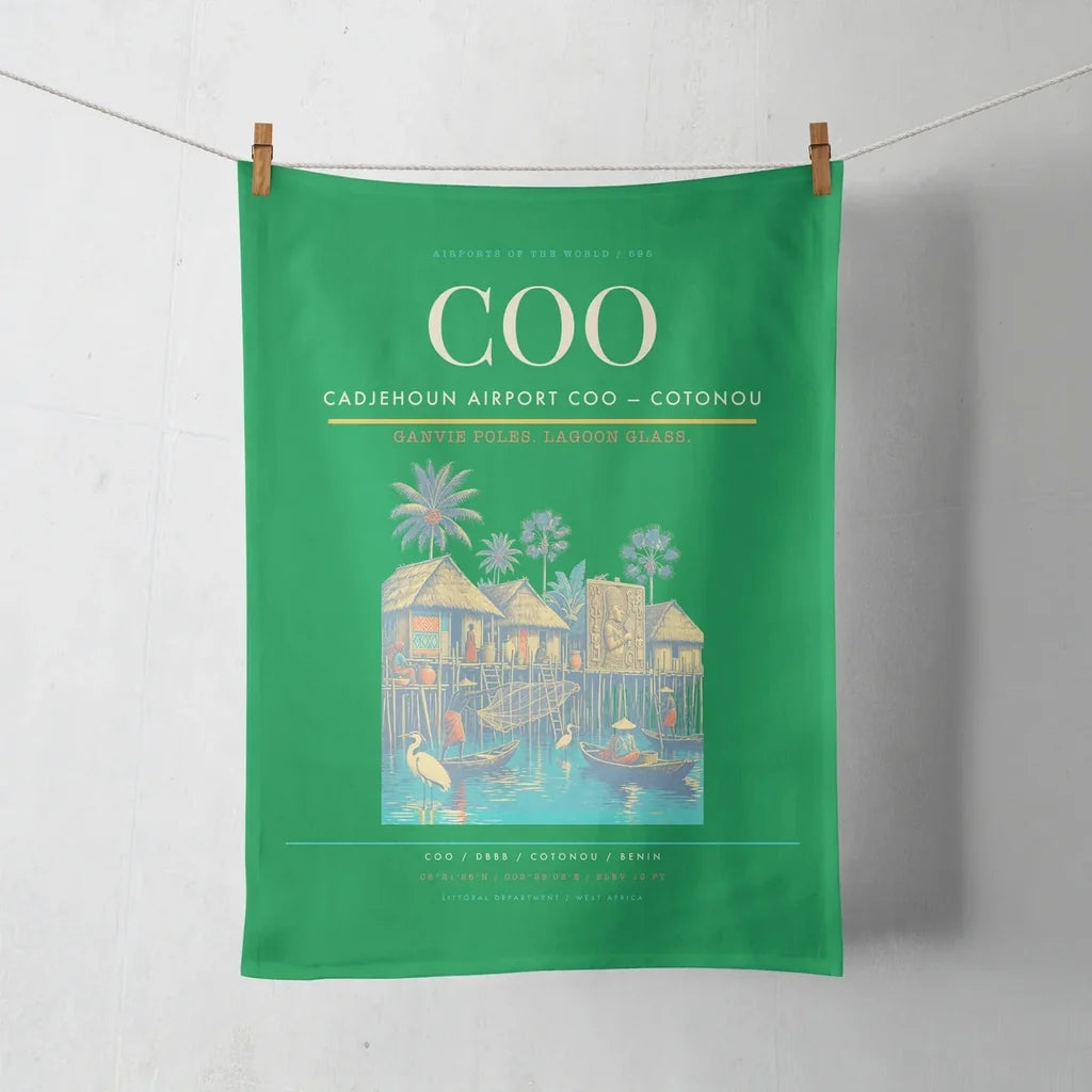 Cadjehoun Airport (COO) design on green towel