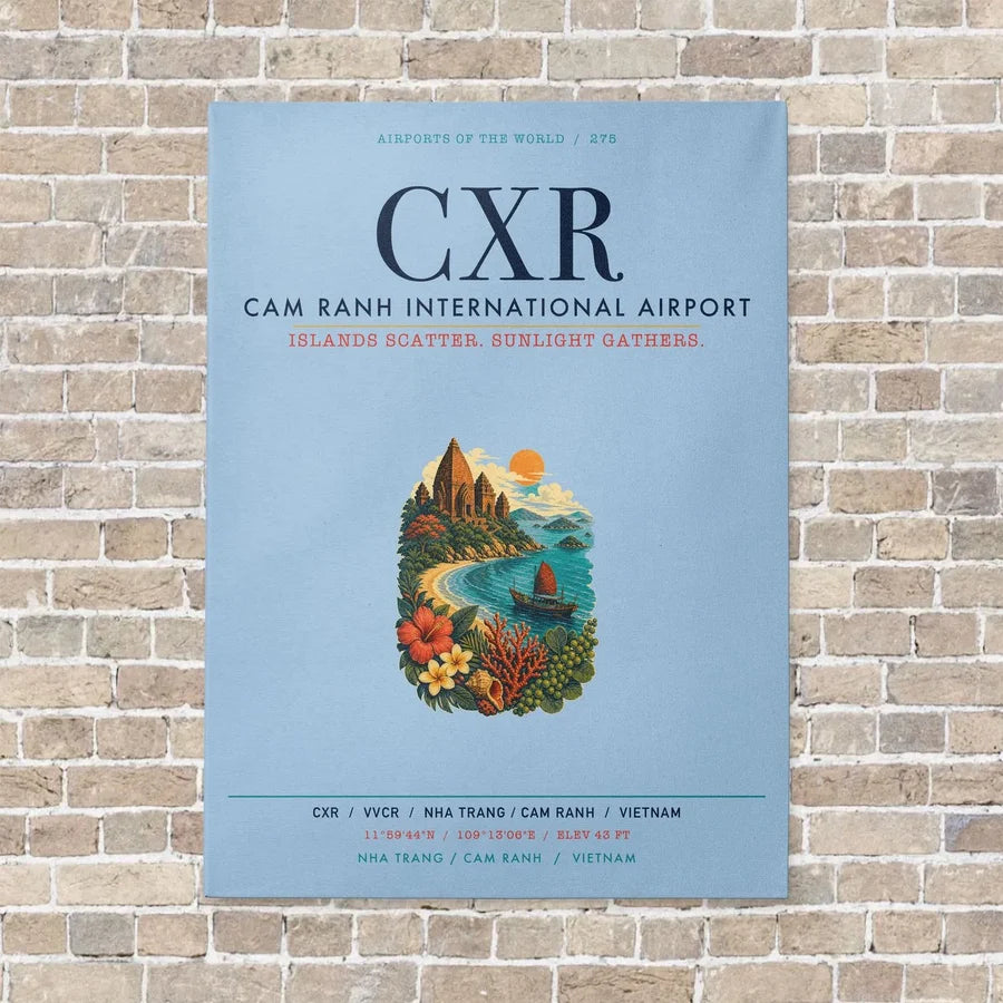 Cam Ranh International Airport Nha Trang CXR vertical canvas print - no frame - light blue background