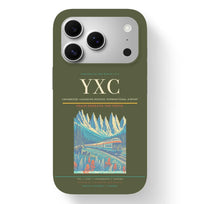 Thumbnail for Cranbrook Airport (YXC) design on green army iPhone 17 Pro MagSafe case