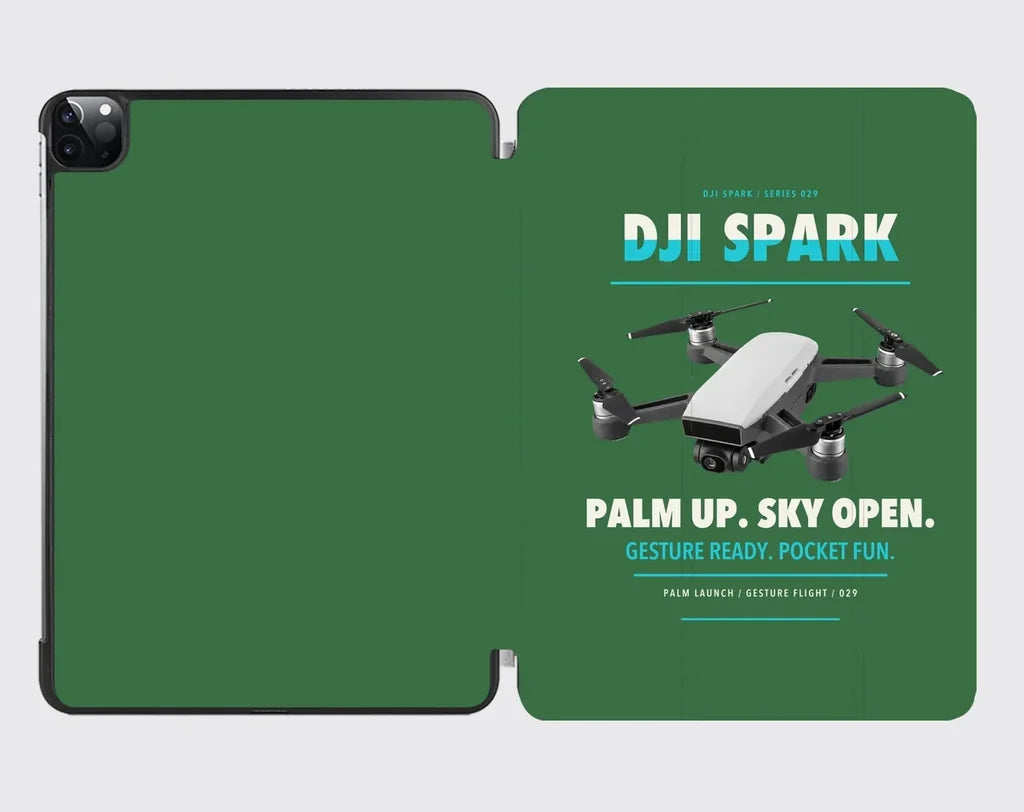 DJI Spark design on green ipad tablet case