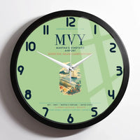 Thumbnail for Martha's Vineyard Airport (MVY) design on light green framed wall clock