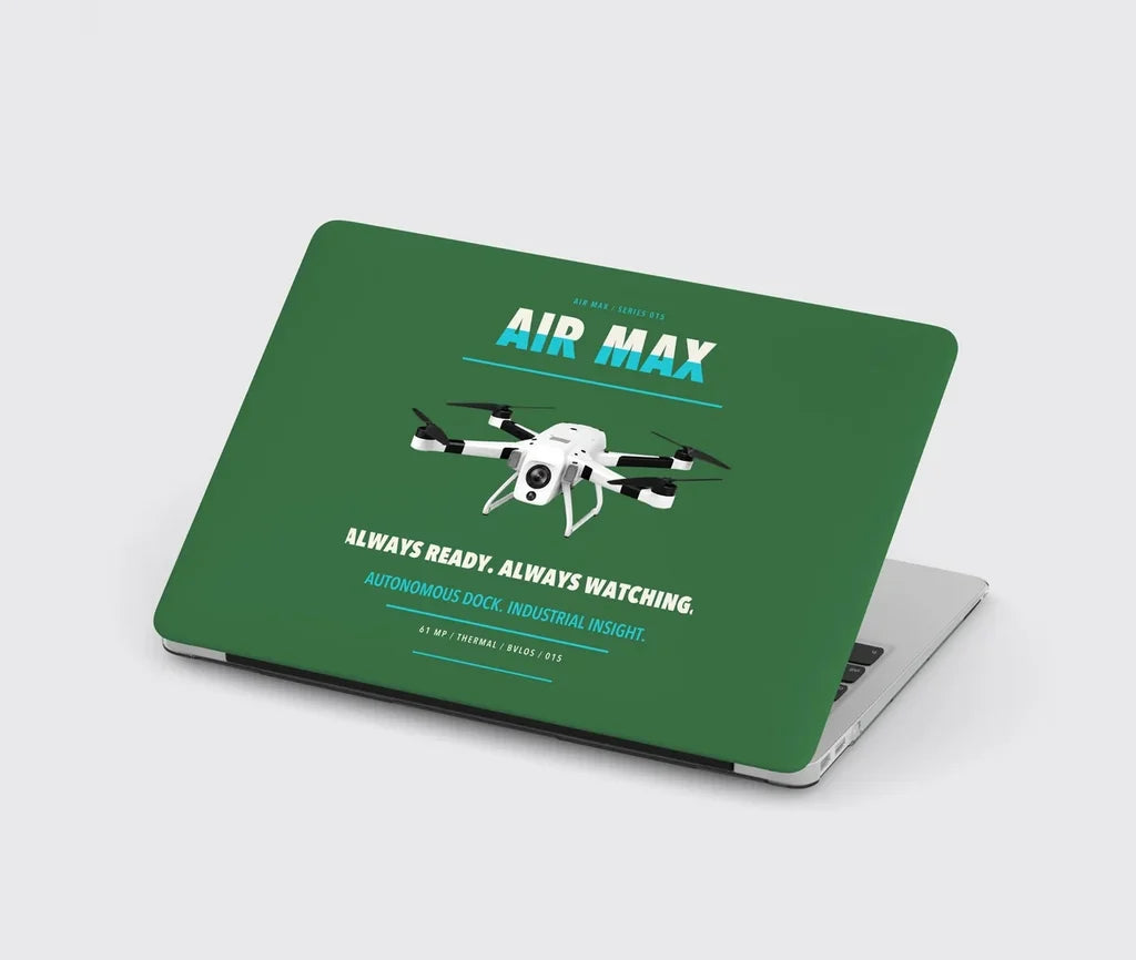 Percepto Air Max design on green MacBook case