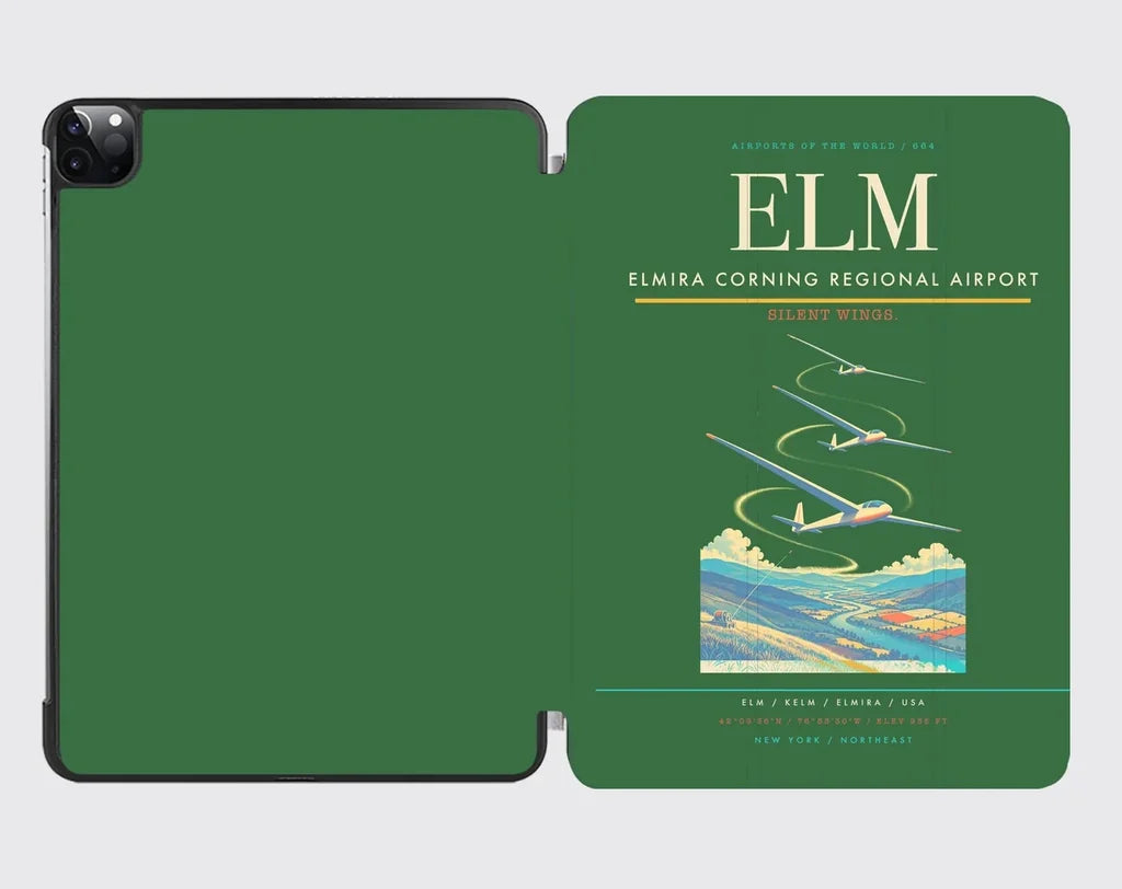 Elmira Corning Regional Airport (ELM) design on green ipad tablet case