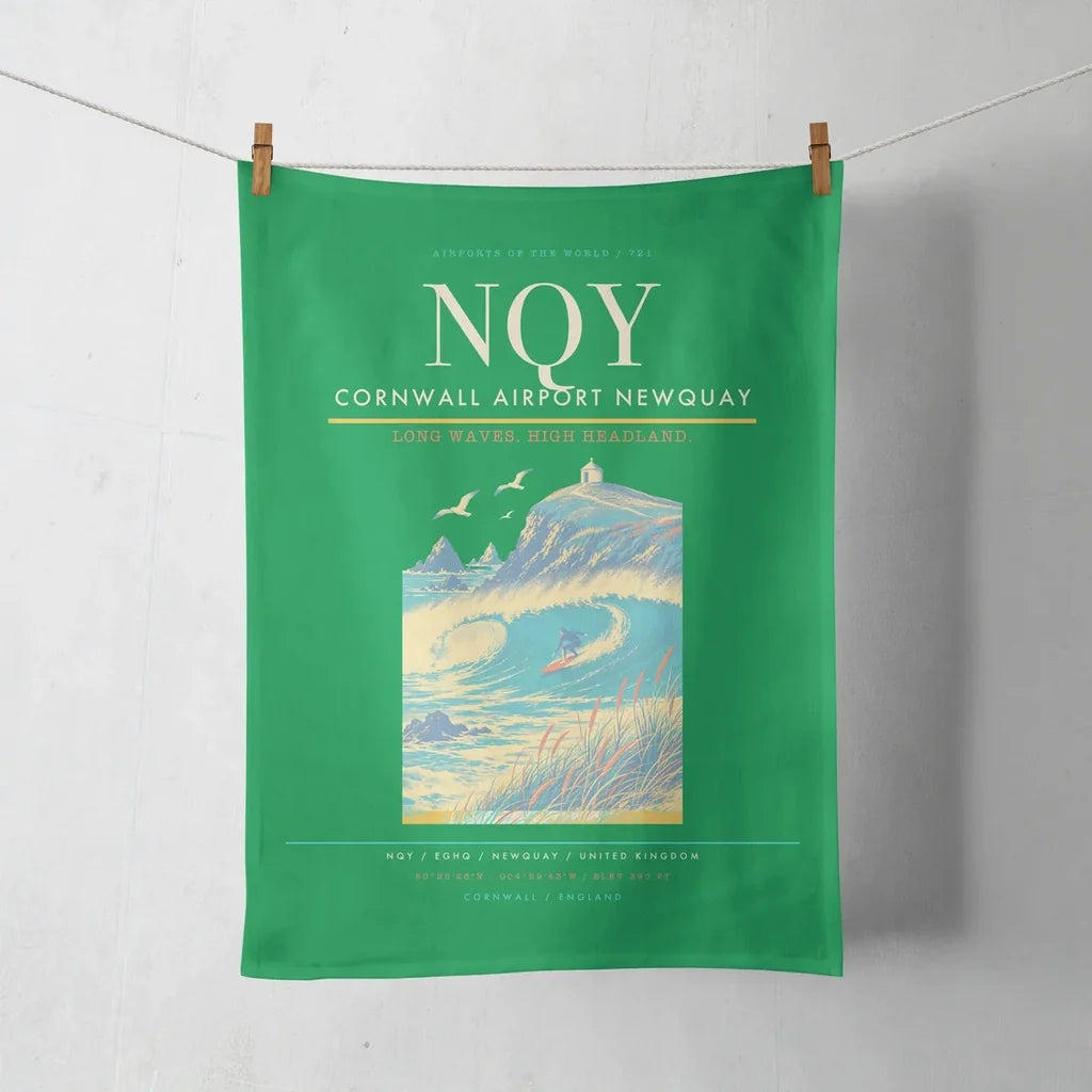 Cornwall Airport Newquay (NQY) design on green towel