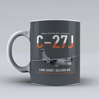 Thumbnail for C-27J Spartan design on gray ceramic mug, double-side print
