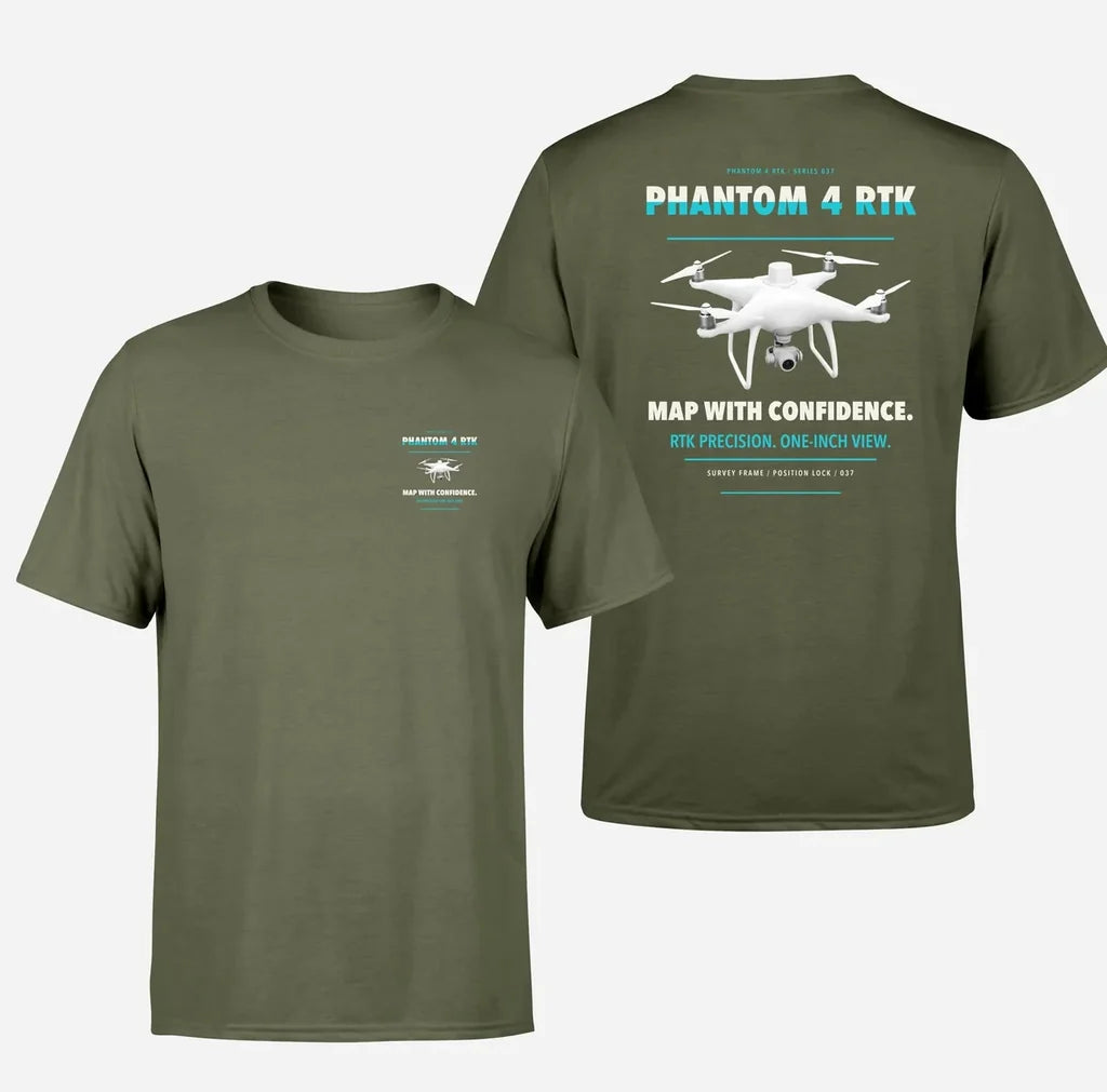 DJI Phantom 4 RTK design on green army t shirt
