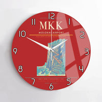 Thumbnail for Molokai Airport (MKK) design on red no frame wall clock