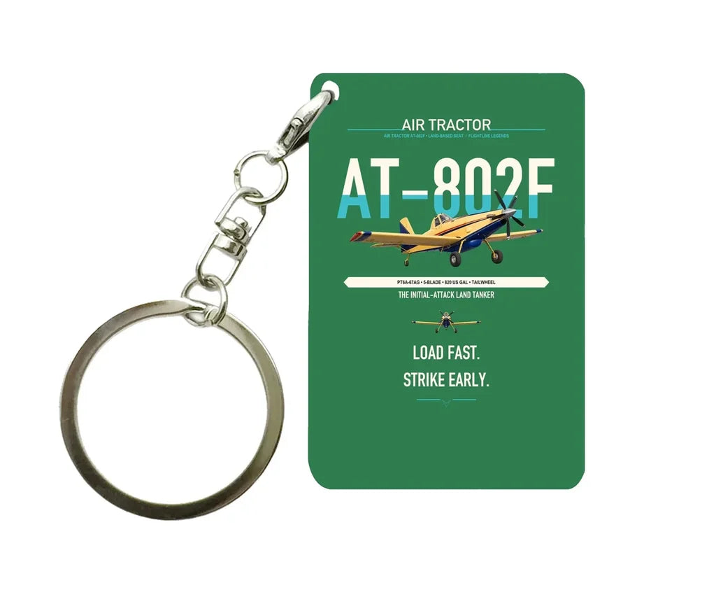 Air Tractor AT-802F design on green designed key chain, double-side print