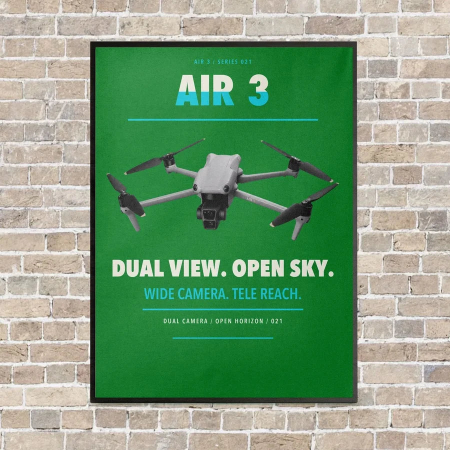 DJI Air 3 vertical canvas print - framed - green background