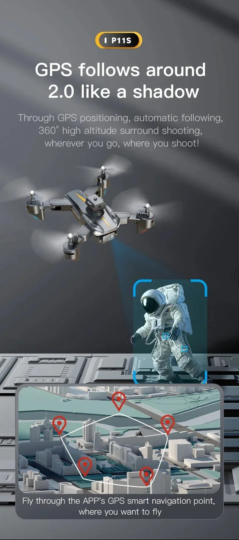 P11S Drone: 8K HD Dual-Camera, 4-Way Obstacle Avoidance, Optical Flow & ESC - view 11