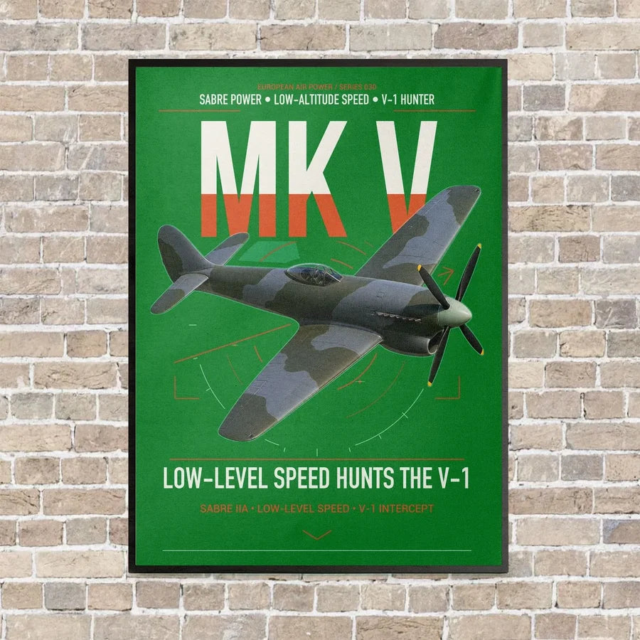 Hawker Tempest Mk V vertical canvas print - framed - green background