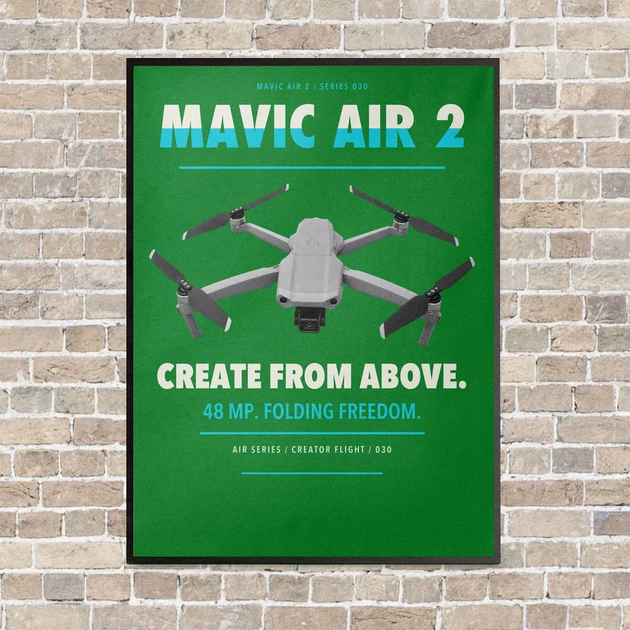 DJI Mavic Air 2 vertical canvas print - framed - green background