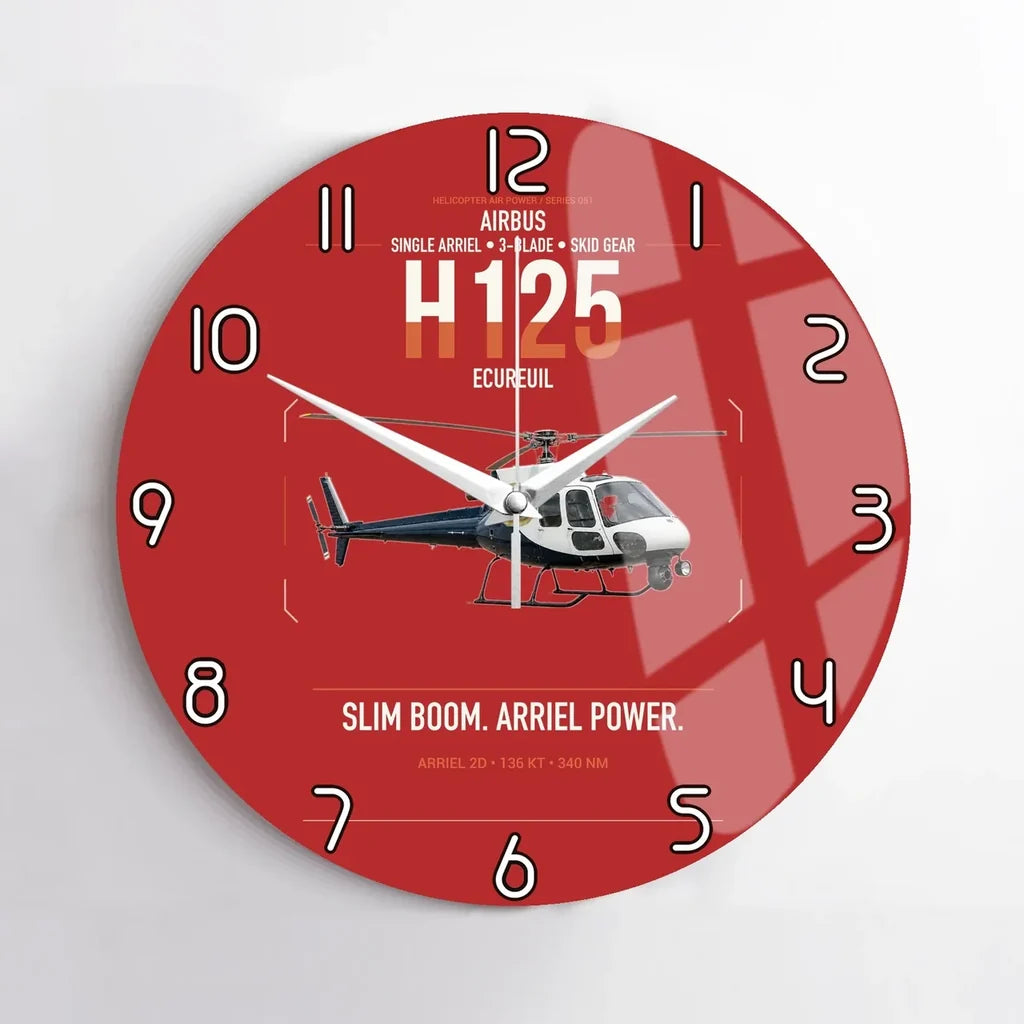 Airbus H125 design on red no frame wall clock