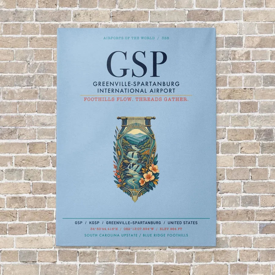 Greenville-Spartanburg International Airport GSP vertical canvas print - no frame - light blue background