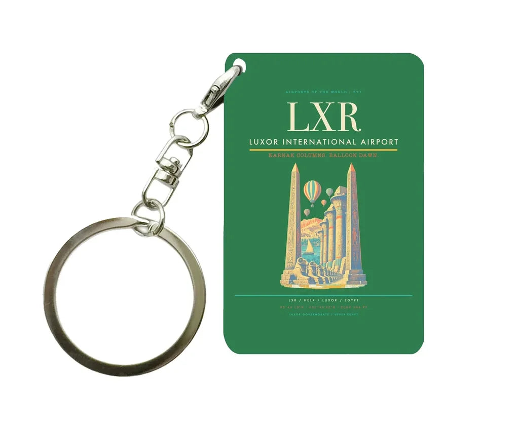 Luxor International Airport LXR Key Chain design on green key chain