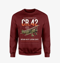 Thumbnail for Fiat CR.42 Falco design on wine red sweatshirt
