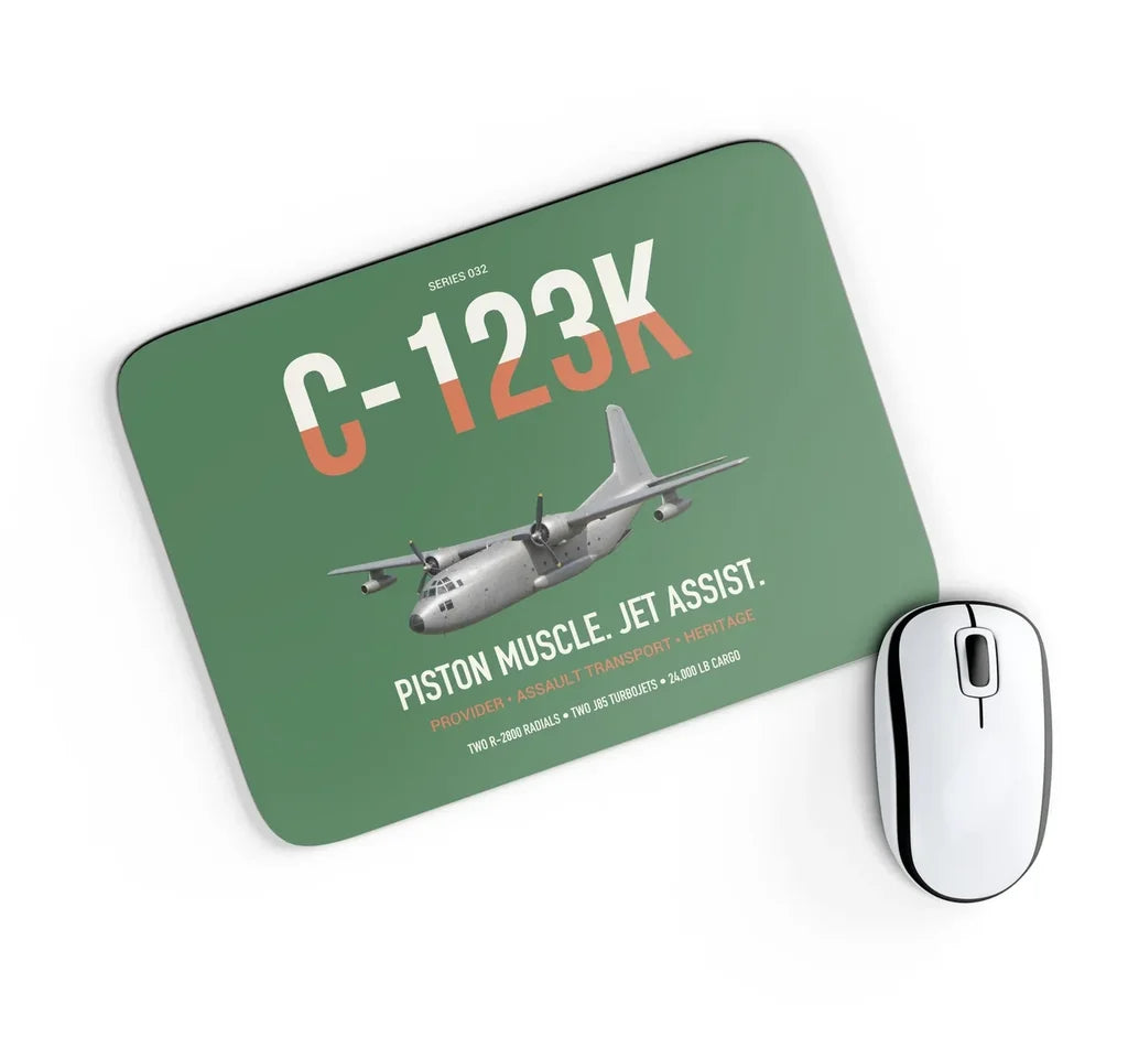 C-123K Provider design on green rectangle mouse pad