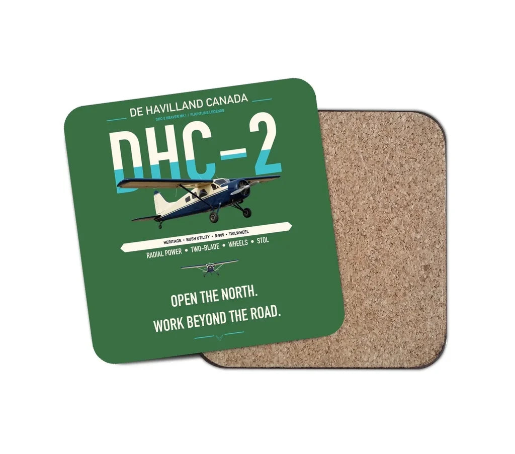 DHC-2 Beaver Mk I design on green 1 piece coaster