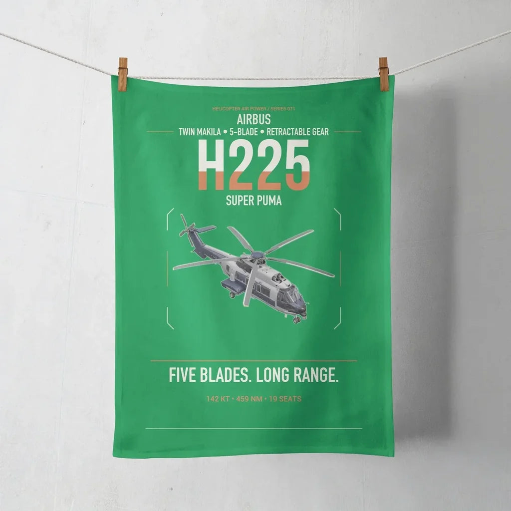 Airbus H225 design on green towel