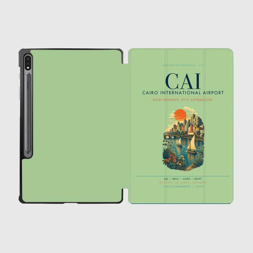 Cairo International Airport (CAI) design on light green samsung tablet tablet case