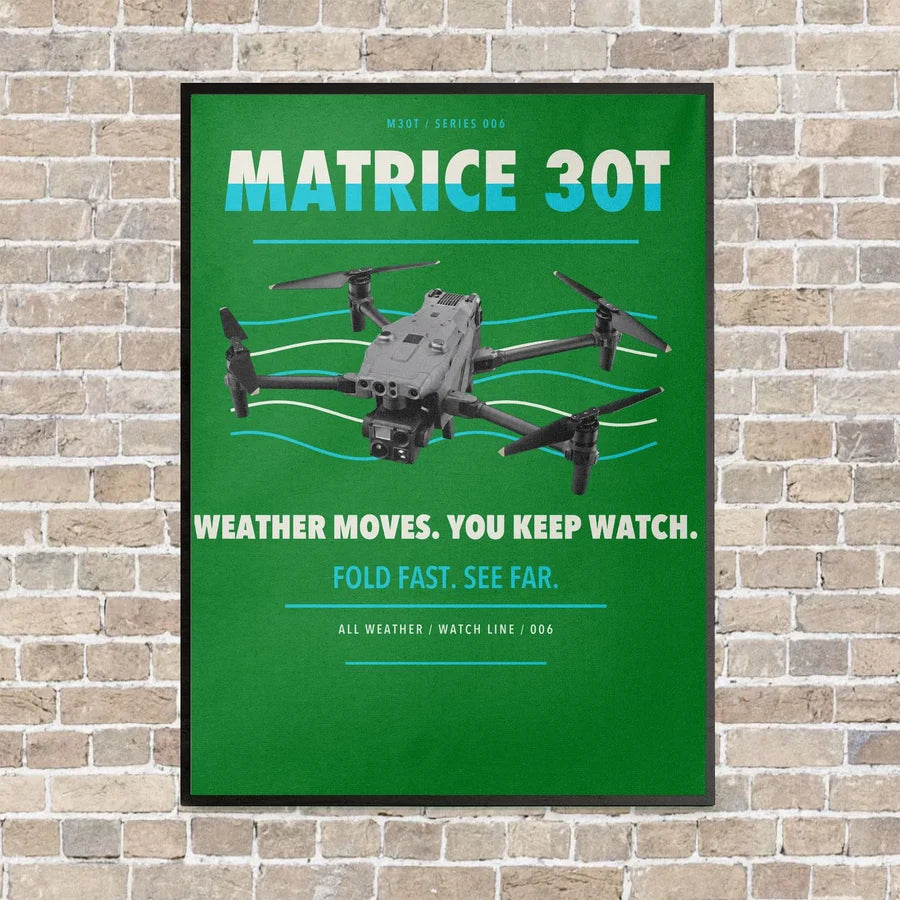 DJI Matrice 30T vertical canvas print - framed - green background