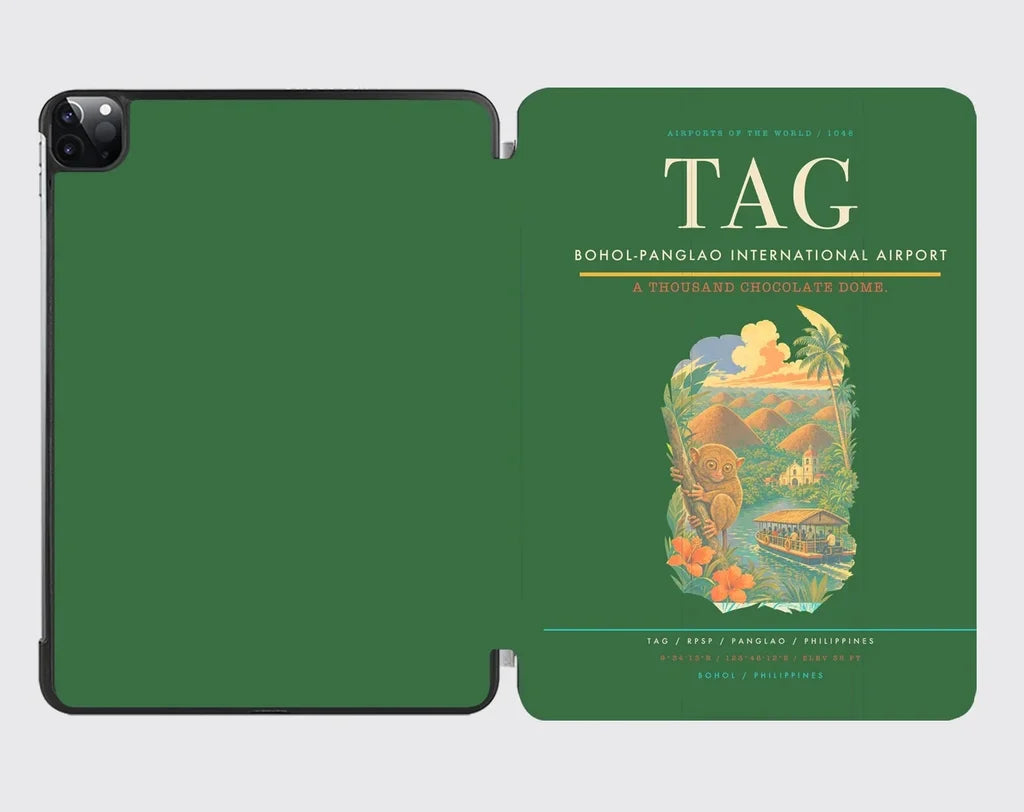 Bohol-Panglao International Airport (TAG) design on green ipad tablet case