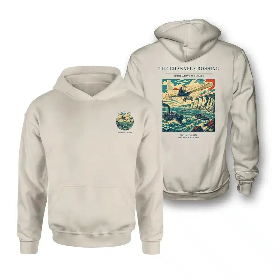 VINTAGE G4002 - The Channel Crossing - Double-Side Hoodie design on khaki double side