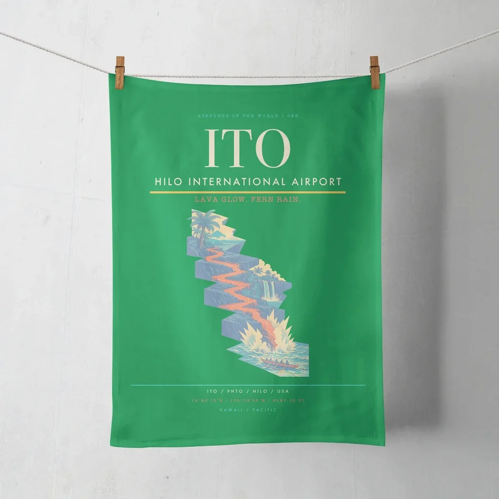 Hilo International Airport (ITO) design on green towel