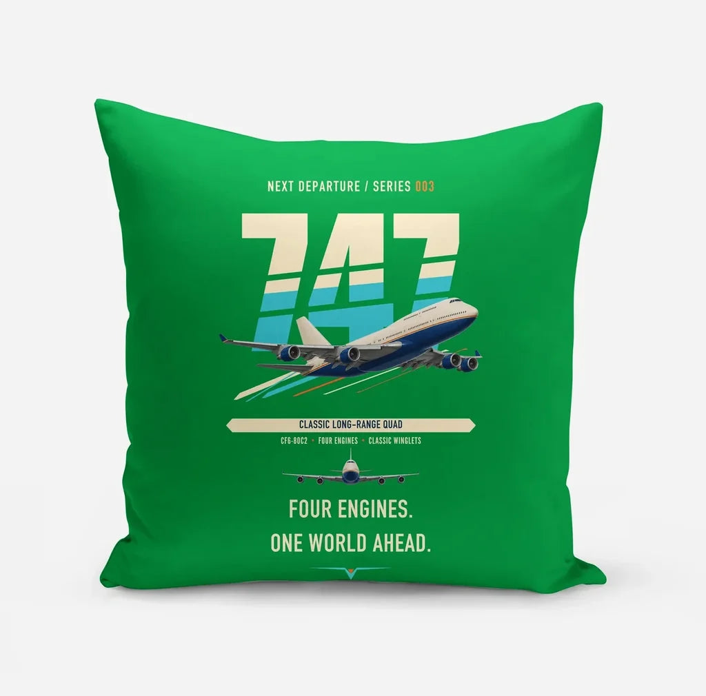 Boeing 747-400 design on green pillow