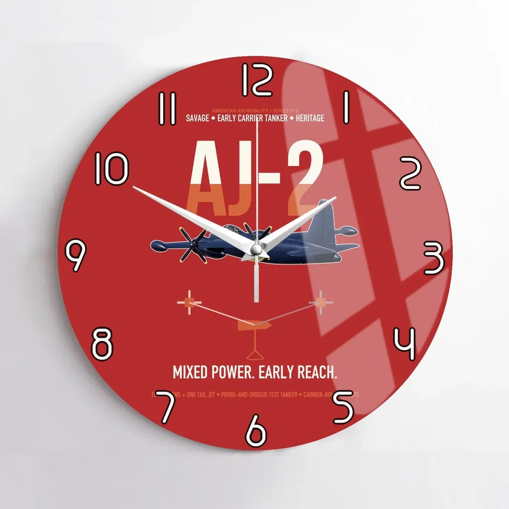 AJ-2 Savage Tanker design on red no frame wall clock