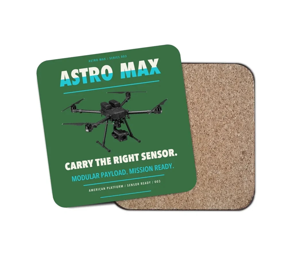 Freefly Astro Max design on green 1 piece coaster