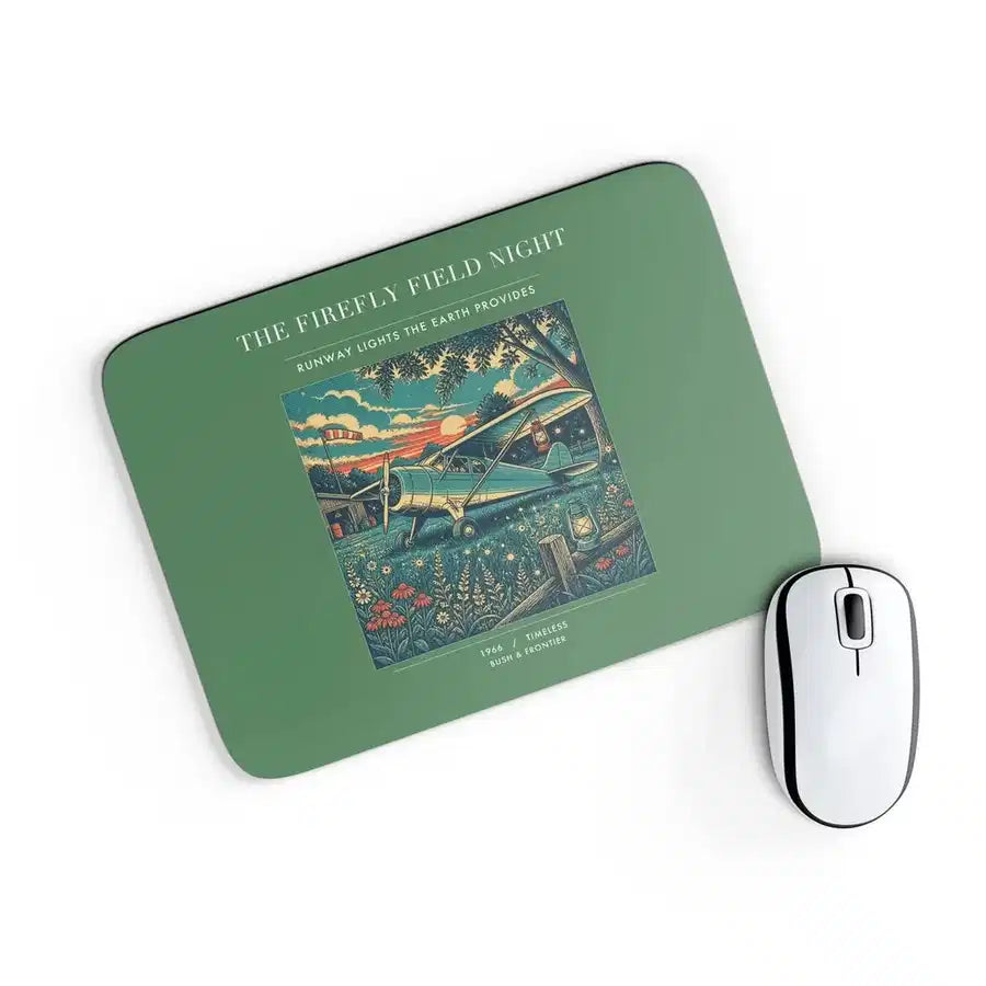 VINTAGE G4400 - The Firefly Field Night - Designed Mouse Pads design on green rectangle