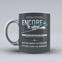 Thumbnail for Cessna Citation Encore+ design on gray ceramic mug, double-side print
