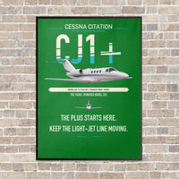Thumbnail for Cessna Citation CJ1+ vertical canvas print - framed - green background
