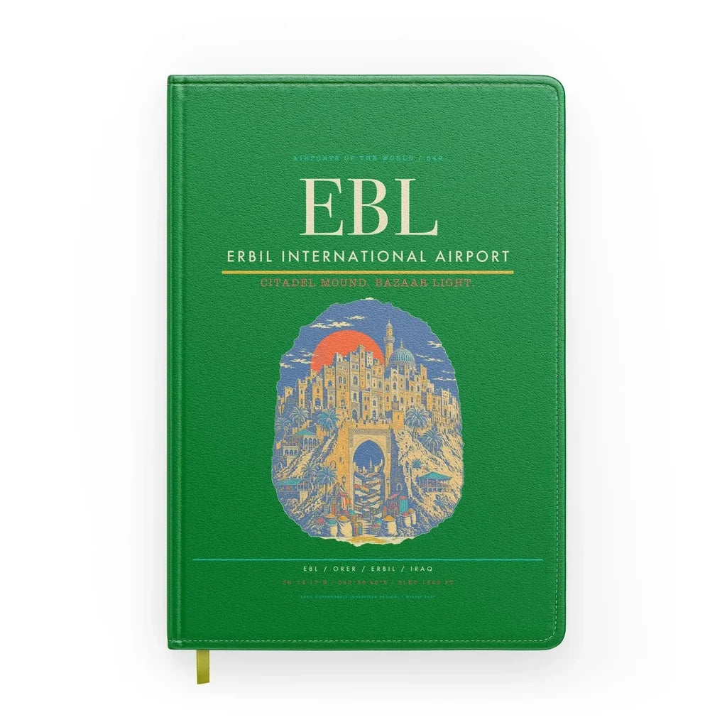 Erbil International Airport (EBL) design on green notebook