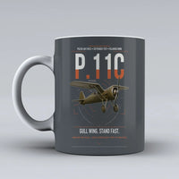 Thumbnail for PZL P.11c design on gray ceramic mug, double-side print