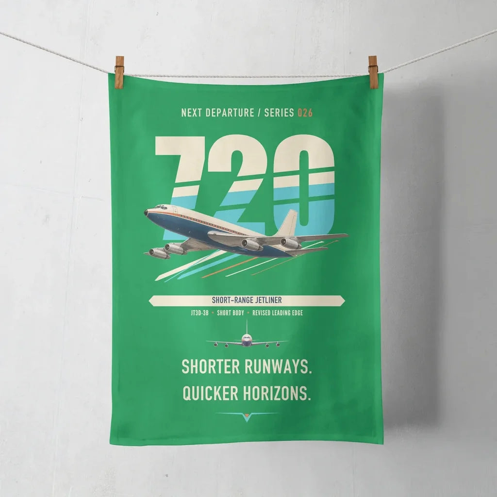 Boeing 720B design on green towel