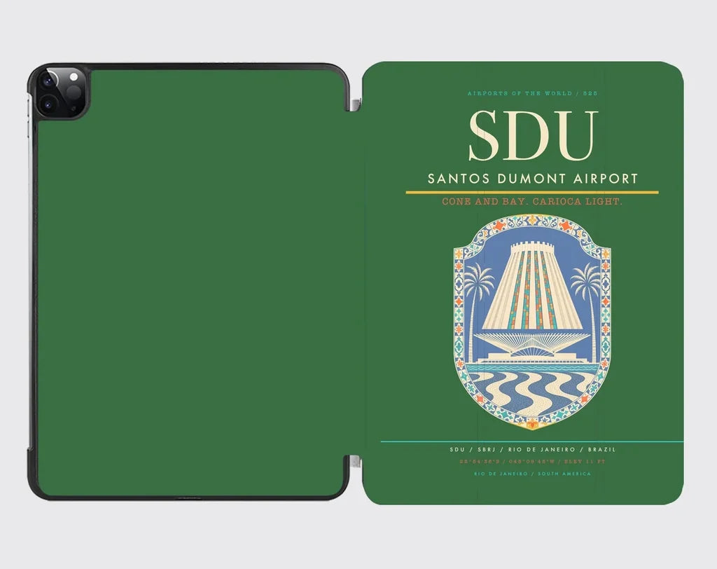 Santos Dumont Airport (SDU) design on green ipad tablet case