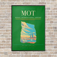 Thumbnail for Minot International Airport MOT vertical canvas print - framed - green background