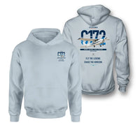 Thumbnail for Cessna 172 Skyhawk design on light blue double-side hoodie, double-side print